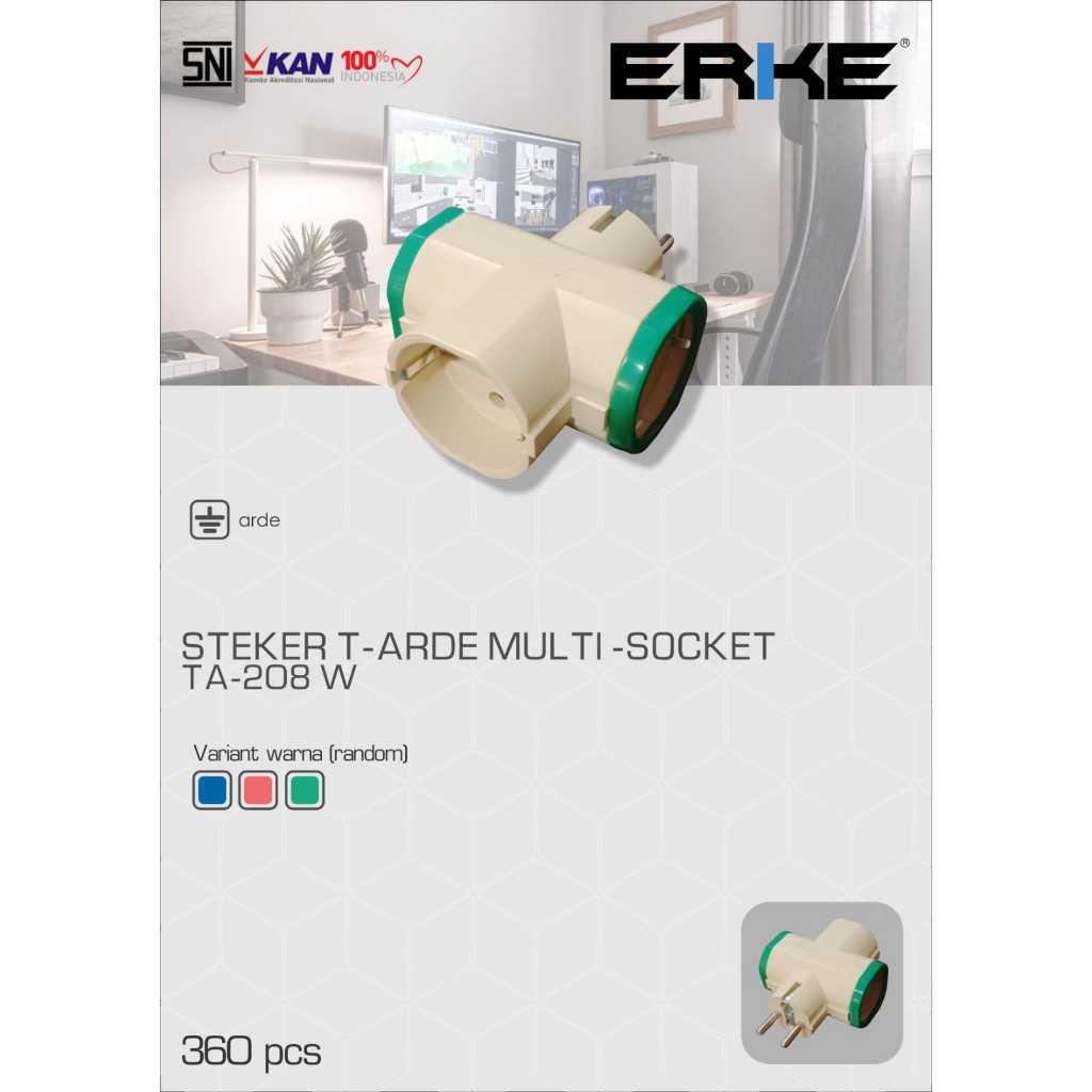 Stop Kontak T Arde 3 Cabang Erke Super Ekonomis Tusuk Kontak 3 Erke