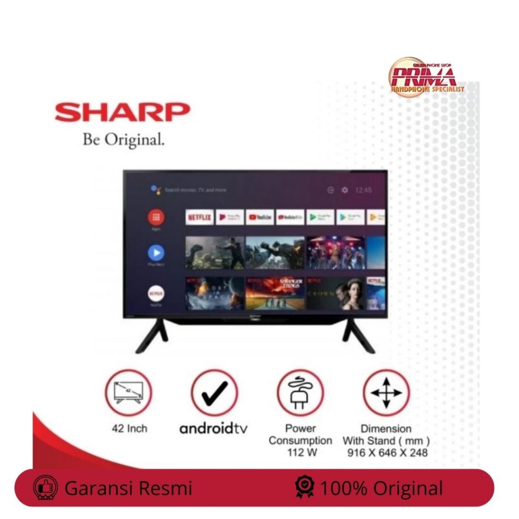 SHARP SMART+ANDROID TV 43 INCH 2T-C42EG1 GARANSI RESMI - SERANG BANTEN