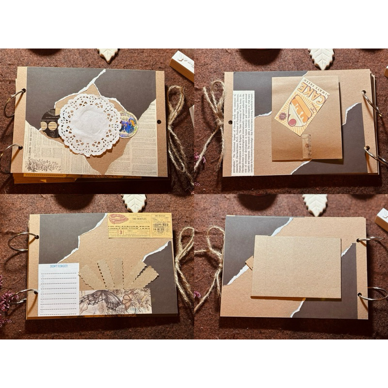 SCRAPBOOK ALBUM AESTHETIC BROWN BISA CUSTOM FOTO, SUDAH DENGAN DEKORASI DAN POP UP UNTUK HADIAH ULAN