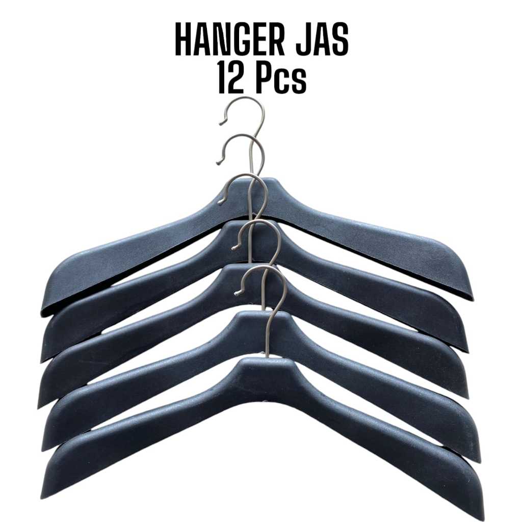 Gantungan Baju Hanger Jas Tebal Hitam Seken Bekas 70 Persen Dewasa Per 12 Pcs