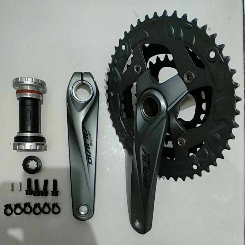 Crank + Bottom Bracket Sepeda Shimano Alivio Hollowtech M4060 [ 26T-48T ]