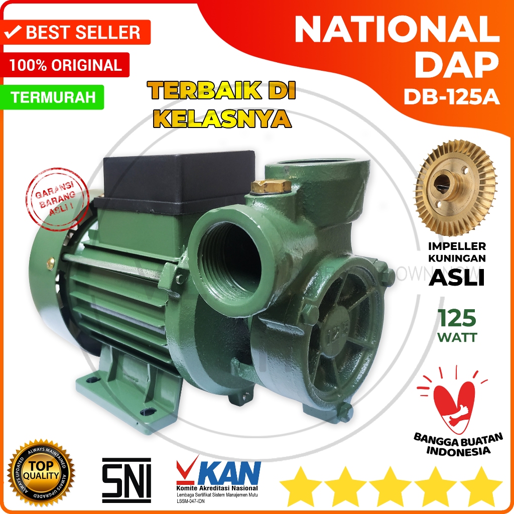 MESIN POMPA AIR SUMUR NATIONAL DAP DB-125A 125 WATT NON OTOMATIS RUMAH TANGGA / POMPA LEDENG LISTRIK