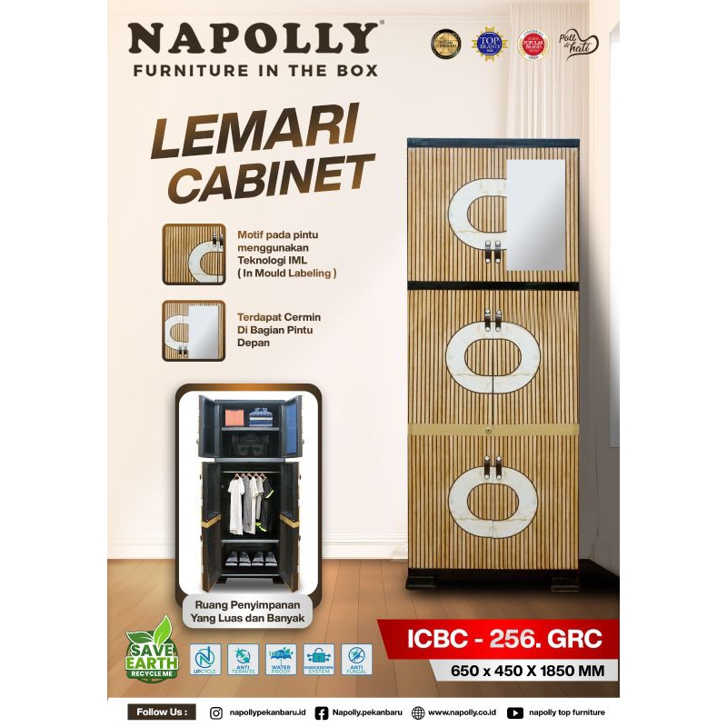 Lemari Pakaian Plastik Napolly 2 Pintu - Lemari Anak / Anak Kost