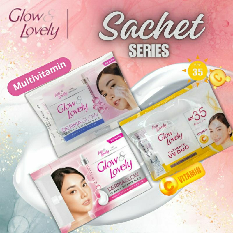 FAIR & LOVELY | Glow & Lovely Sachet Series | Derma Glow Cream & Face Wash | Sunscreen UV DUO