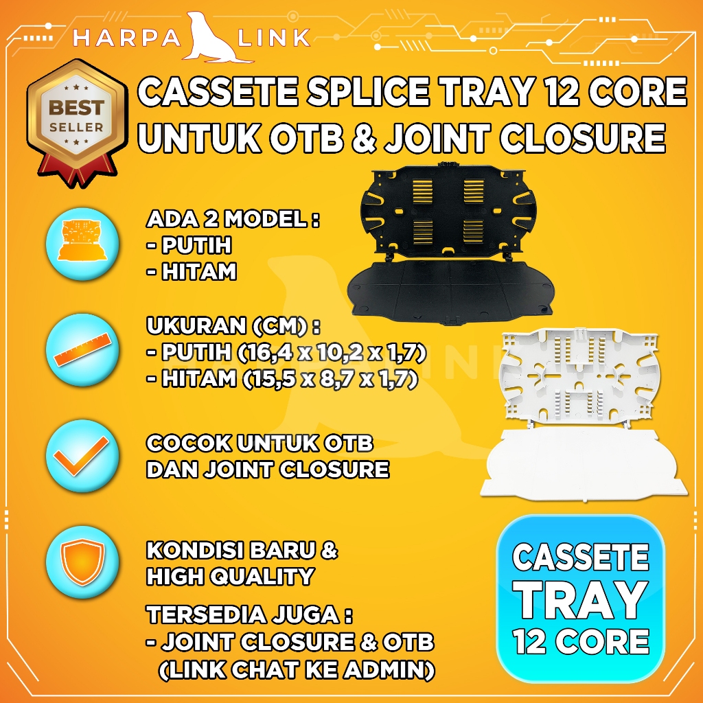 Cassete 12 Core / Kaset 12 Core / Splice Tray 12 Core Fiber Optic / Cassete Splice Tray OTB 12 Core 