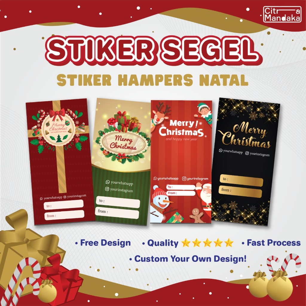 

Stiker Segel Box Natal Toples Makanan Kue Kering Christmas Custom