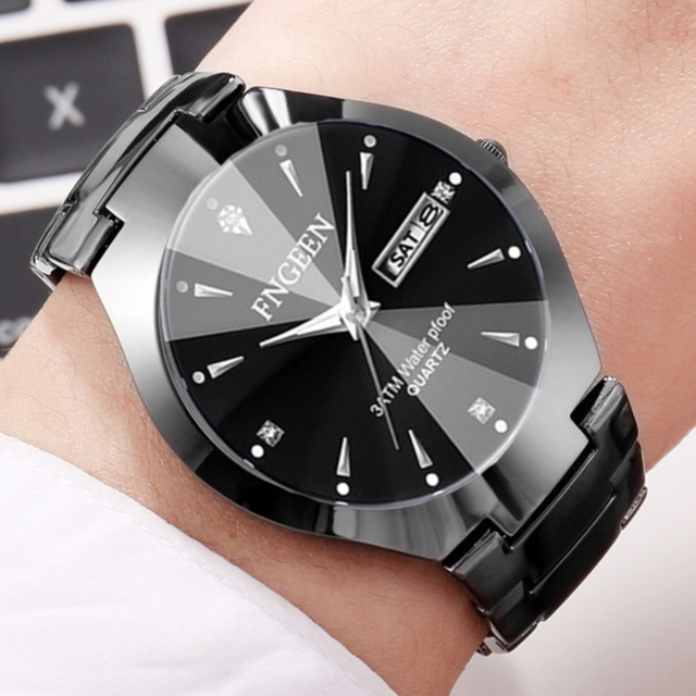 Jam Tangan Couple FNGEEN By Lexier Elegan Hitam Desain Minimalis Anti Karat Tahan Air 3 ATM Fitur Ha