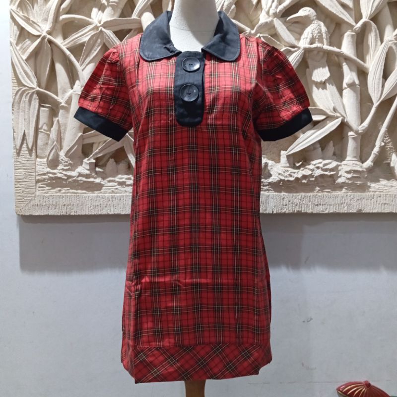 Atasan Wanita / Blouse Merah Kotak Kotak