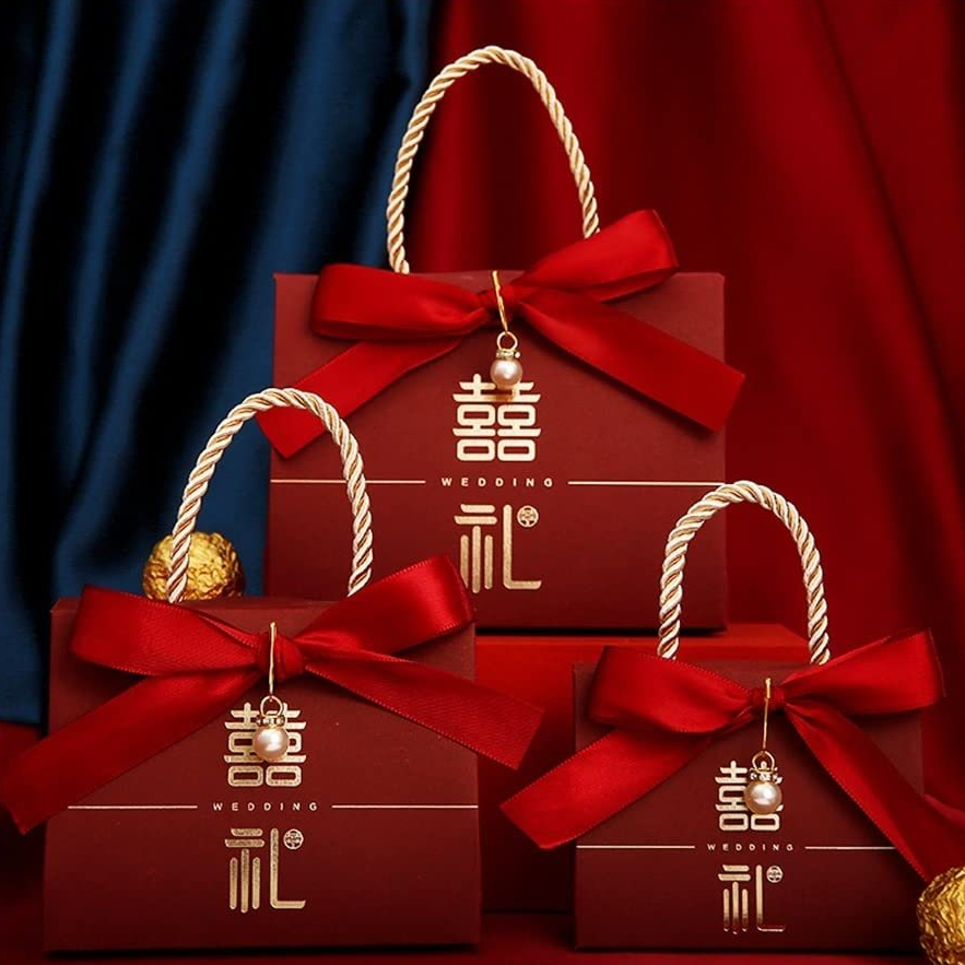 

[BOSKADO.ID] Paper Bag Sangjit / Kotak Shuangxi Sangjit Lamaran Wedding / Box Cake Permen Souvenir Handuk