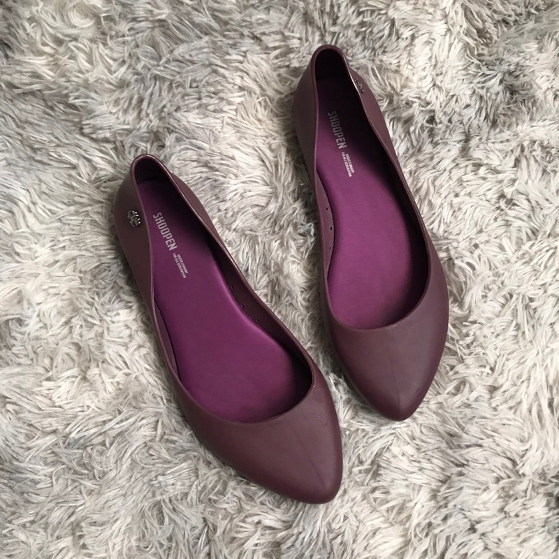 SHOOPEN Dark Purple Jelly Flat Shoes - 708