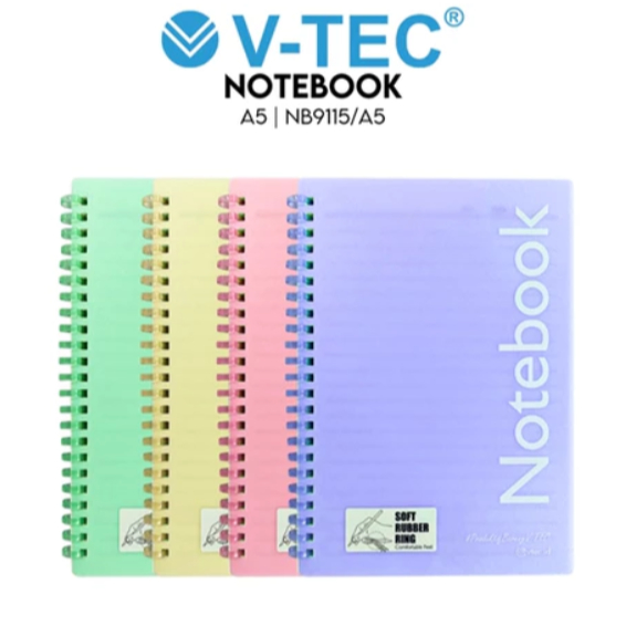 

V Tec Notebook Spiral A5 NB 9115 - Notebook Spiral Hard cover plastik A5 Garis
