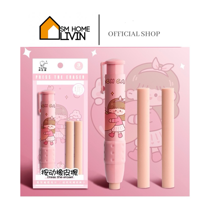 

SM HOME- ERASER PENGHAPUS MEKANIK KOREAN STYLE PRINCESS CUTE GRATIS REFILL 2pcs