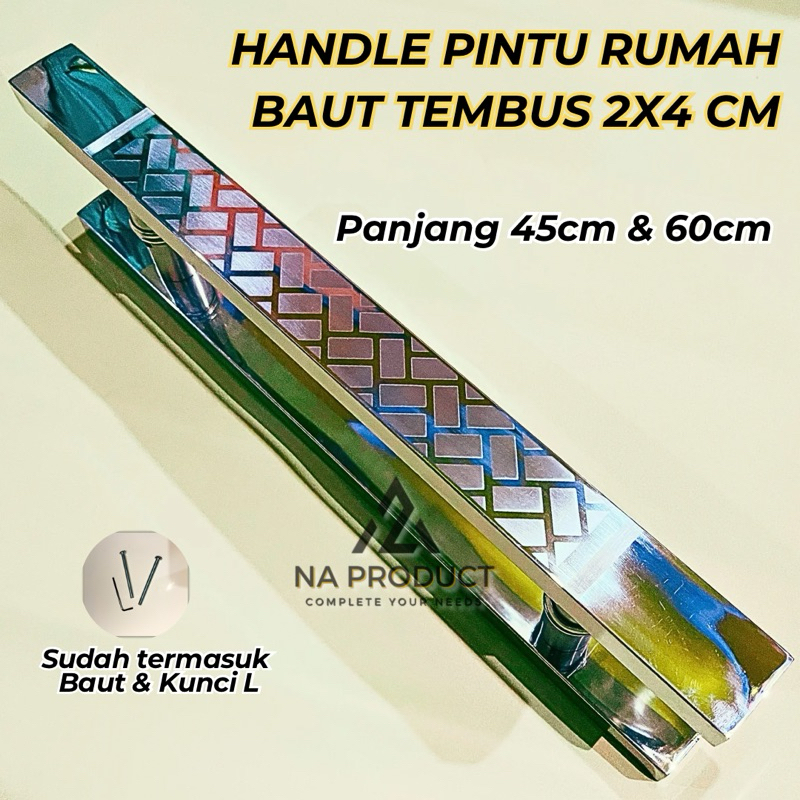 Handle Pintu Rumah Stainless Minimalis Gagang Pintu Baut Tembus 45cm 60cm