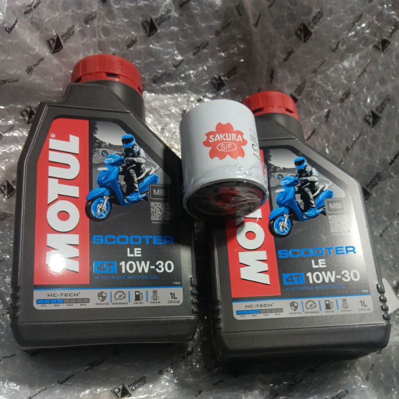 Oli Mesin Vespa Matic Merk Motul 10W-30 + Filter Oli