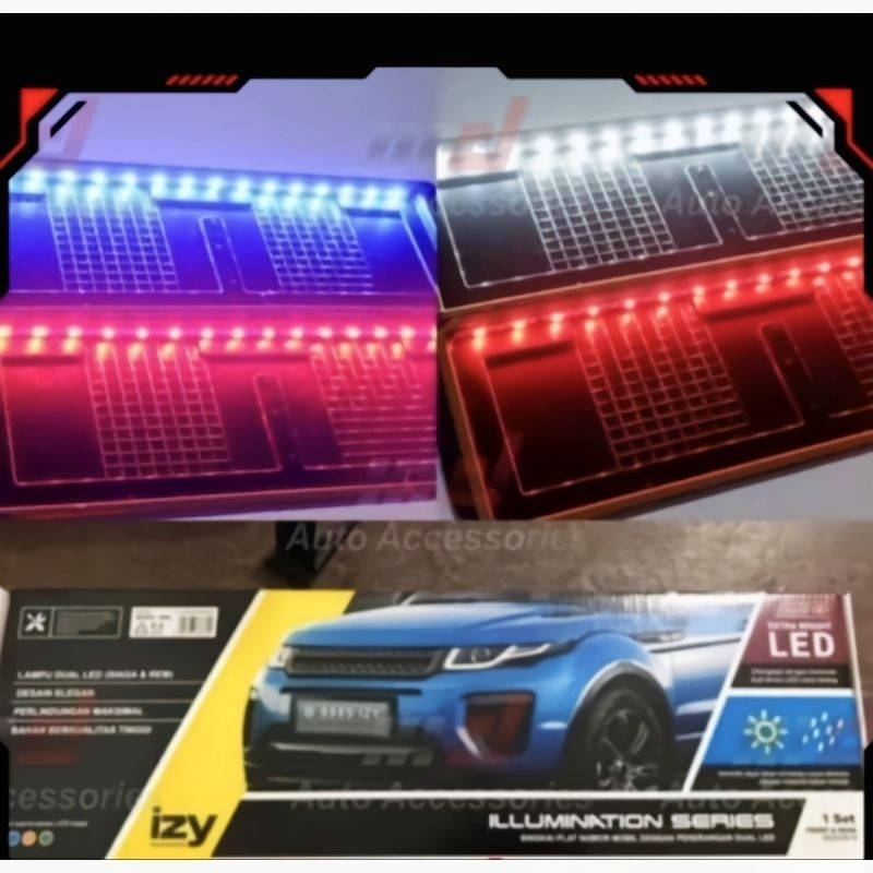 2pcs Izy Dudukan Plat Nomor Mobil Lampu LED / Tatakan Plat Nomer Mobil Izy / Tempat Akrilik Plat Nom