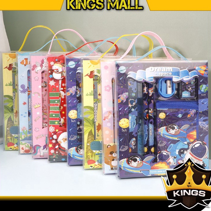 

Model Spesial KINGS S5926 Stationery Set Alat Tulis Set 6 in 1 Hadiah Souvenir Paket Alat Tulis Dompet Anak Alat Tulis Set Karakter