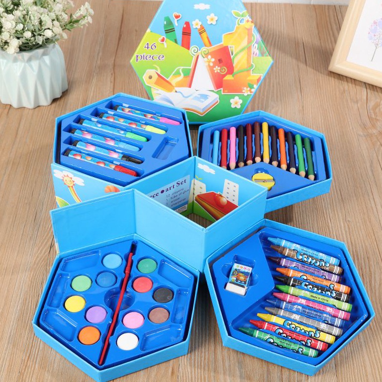 

Big Discount Pensil warna set 46 pcs kartun Frozen Kitty crayon set melukis gambar anakanak sekolah hadiah gift anak