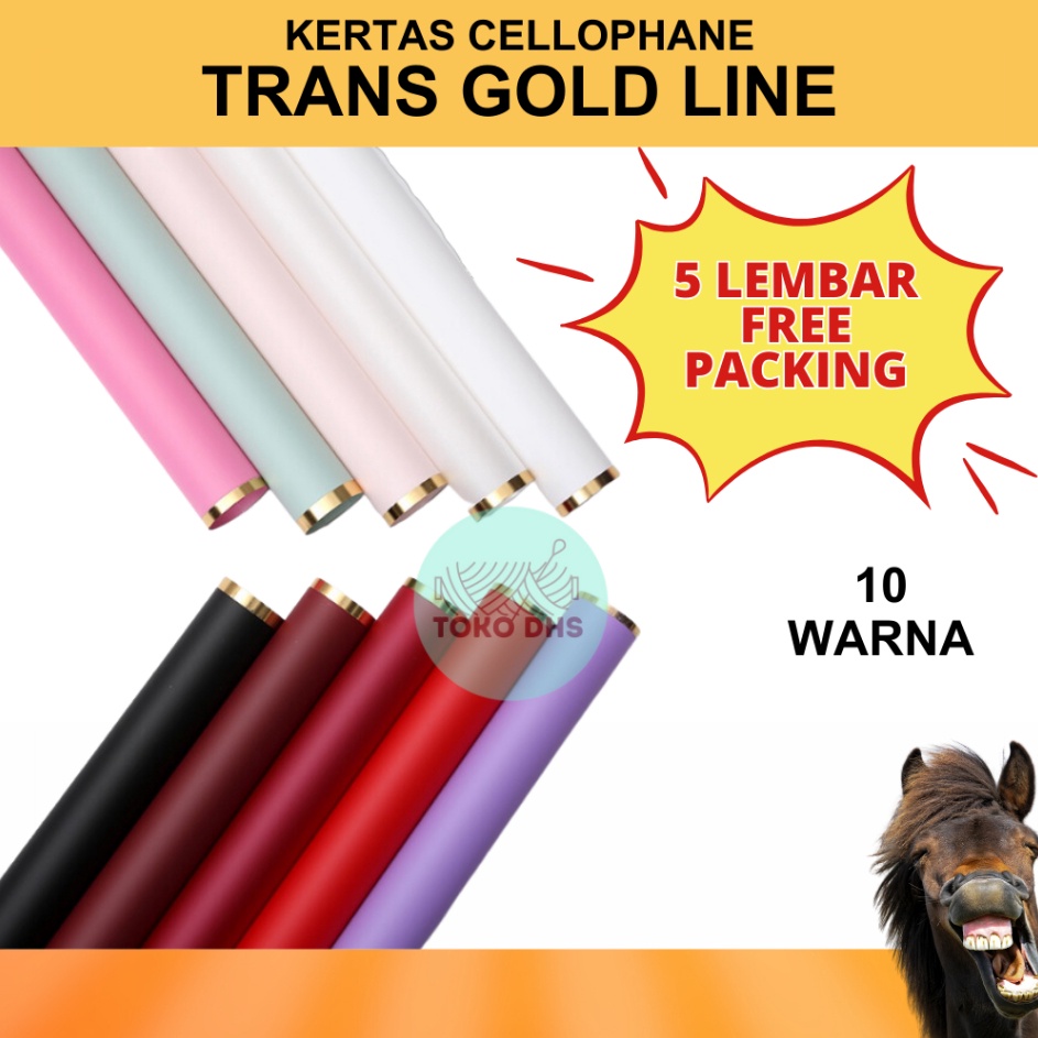 

Paling Diminati 5 LEMBAR Flower Wrapping TRANSPARAN GOLD LINE Cellophane Kertas Buket Bunga