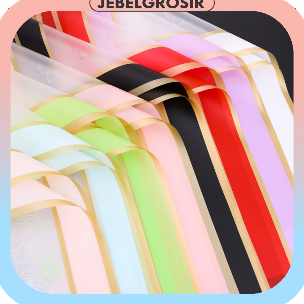 

Hot Popular 2 LEMBAR Kertas Buket Bunga Uang Cellophane Flower Wrapping Paper Double Frame List Gold KB627