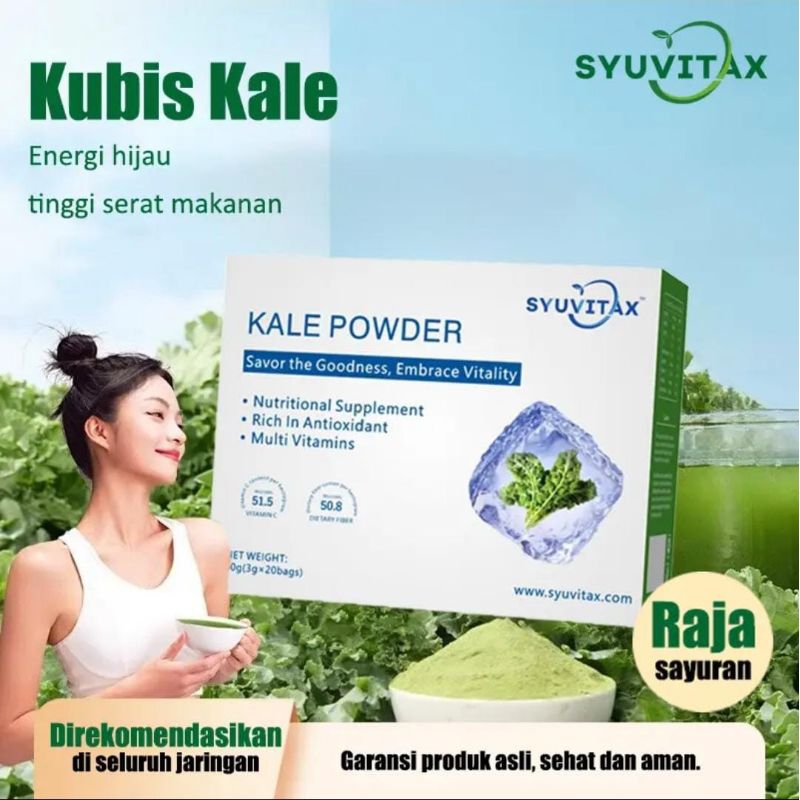 

KALE SYUVITAX POWDER 1 KOTAK 20 SACHET JUSS KALE POWDER SYUVITAX MINUMAN DIET AMPUH
