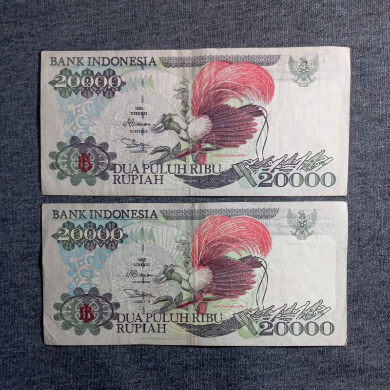 UANG KUNO 20000 BURUNG CENDRAWASIH ASLI ORIGINAL TEBAL