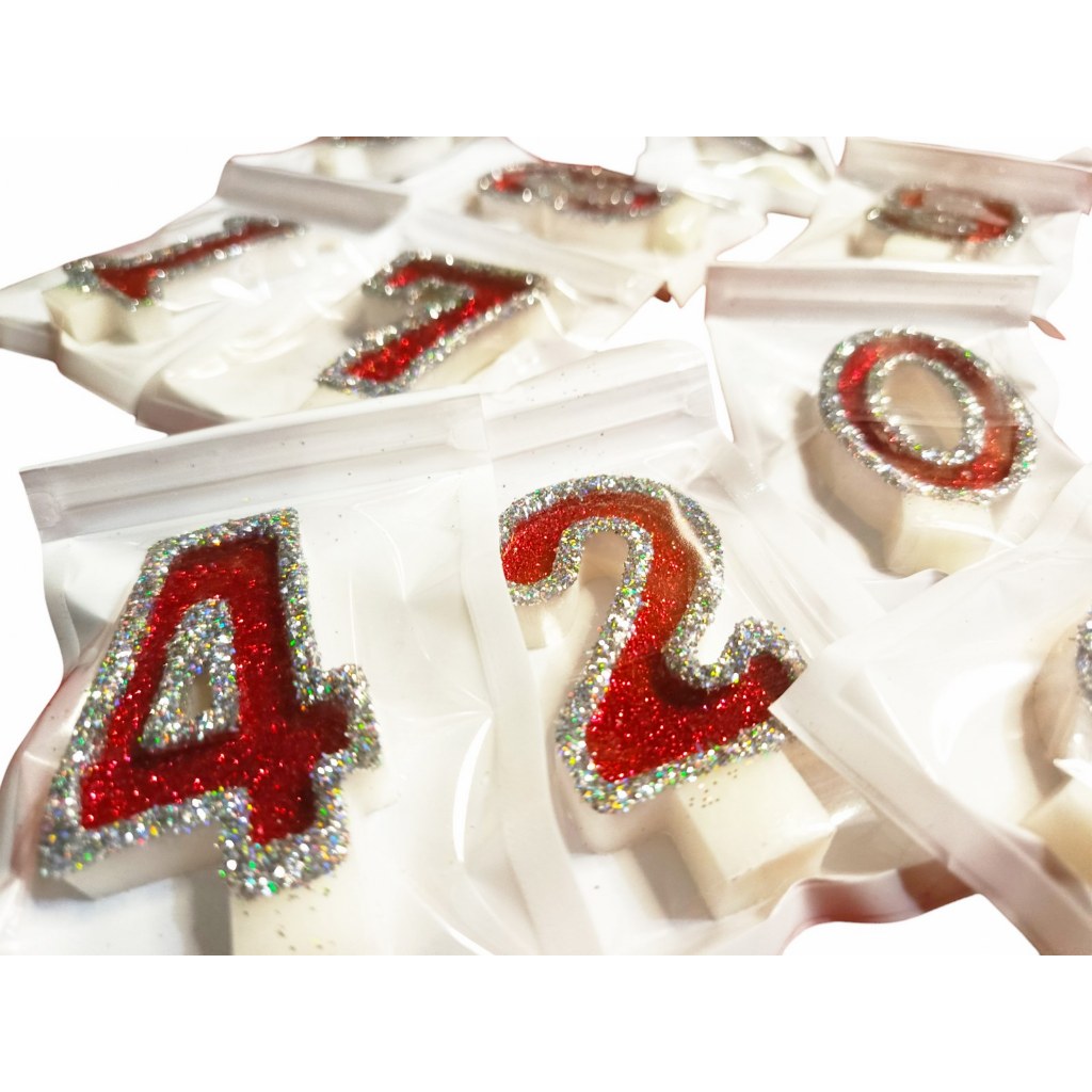 HARGA PERLUSIN LILIN ANGKA ULTAH PREMIUM HOLO MIX RED GLITTER ISI 12 PCS