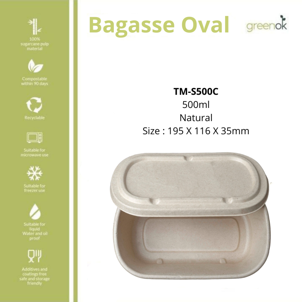 Bagasse Oval 500 ml/Bagasse Food/Bagasse Lunch Box