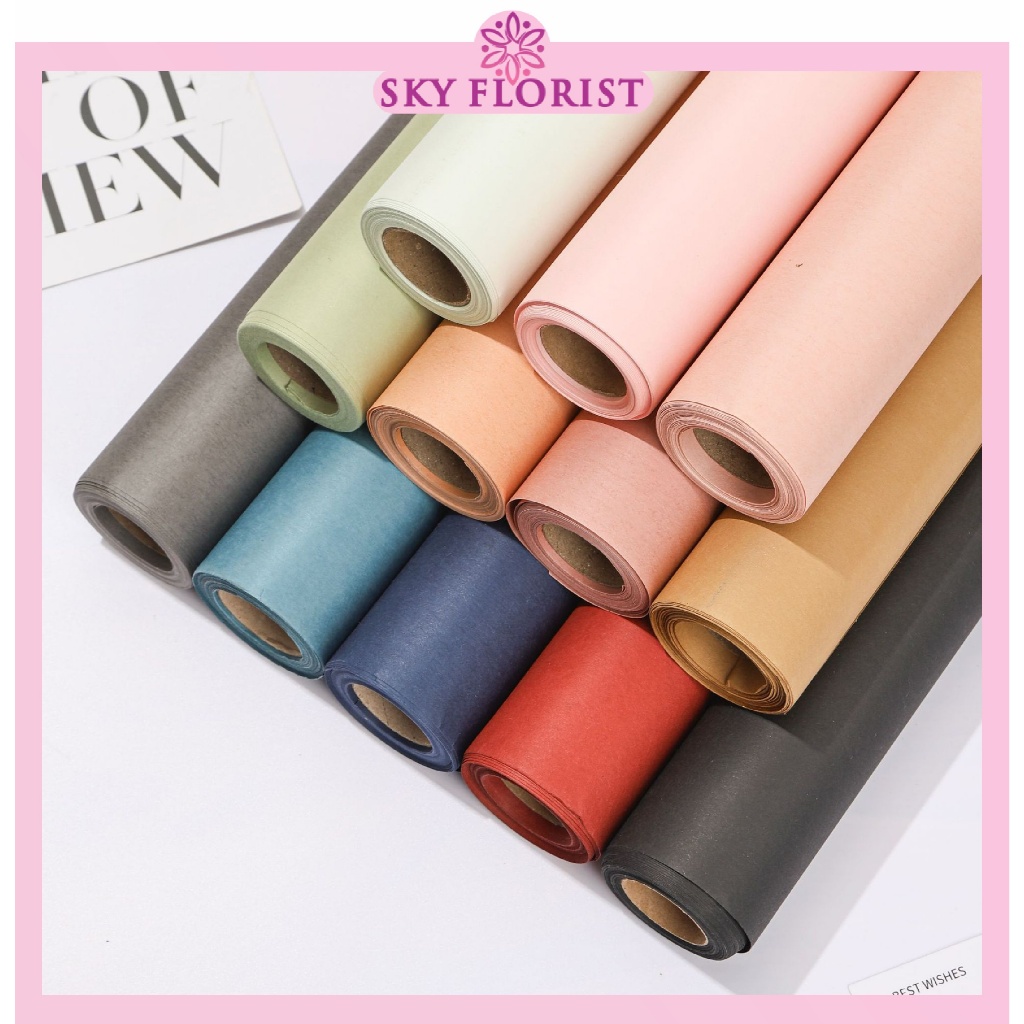 

Full Color Polos Cellophane Wrapping Paper Kertas Buket Bunga Warna Solid ROLL 10 Meter R15