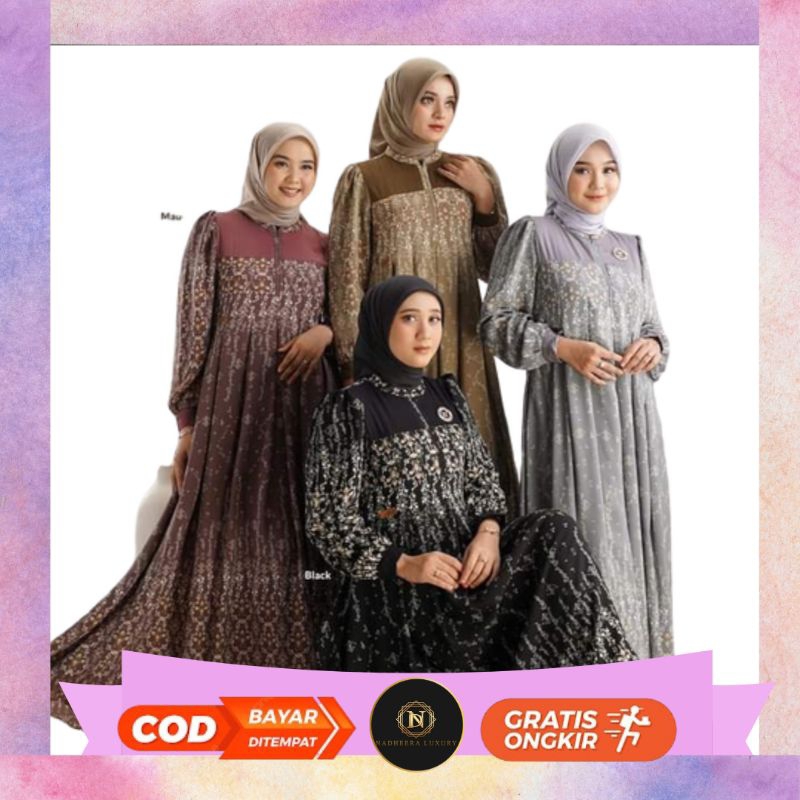 Tezza Dress by Nadheera - Dress Muslim Perempuan - Bahan Isabella Premium x Rayon Premium - Nyaman C