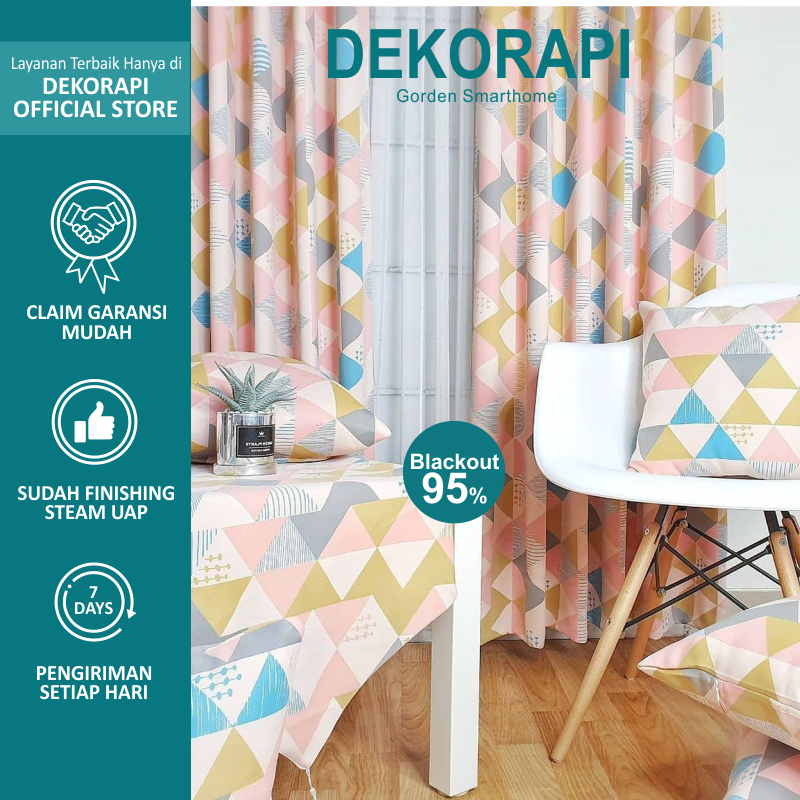 Gorden Blackout Blezer / Gorden Import Motif Segitiga Pink Abu