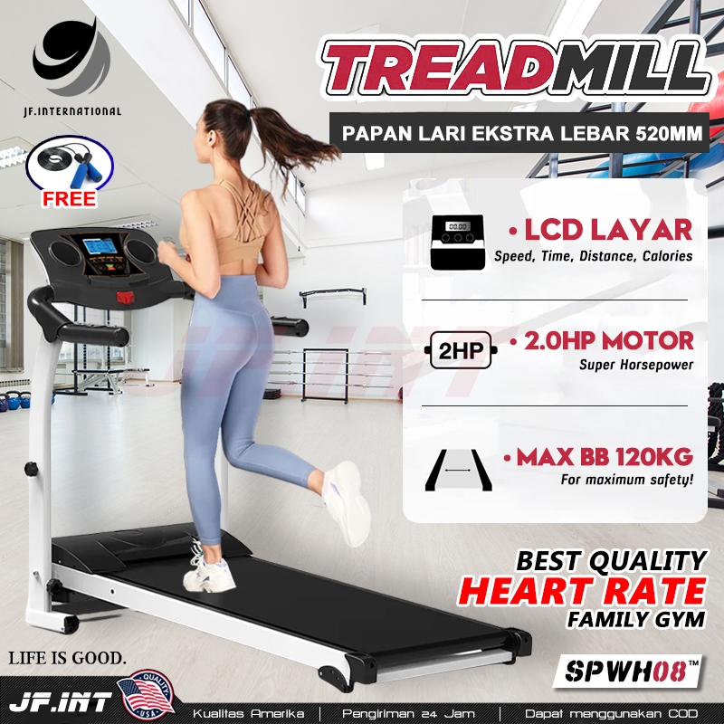 JF Treadmill Elektrik Tredmil Listrik 2.0 HP Mesin Alat Lari Olahraga Gym Fitness Cardio 042-3