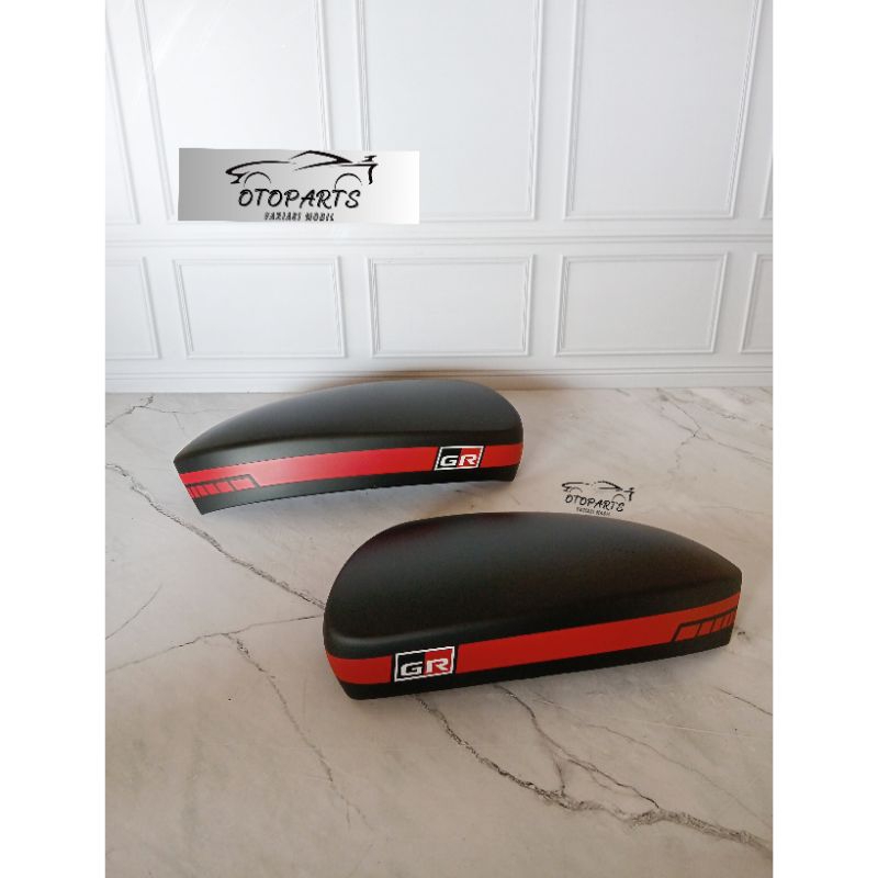 COVER SPION MIROR COVER MOBIL AYLA TAHUN 2020-2022 WARNA HITAM DOFF LIST MERAH GR SPORT