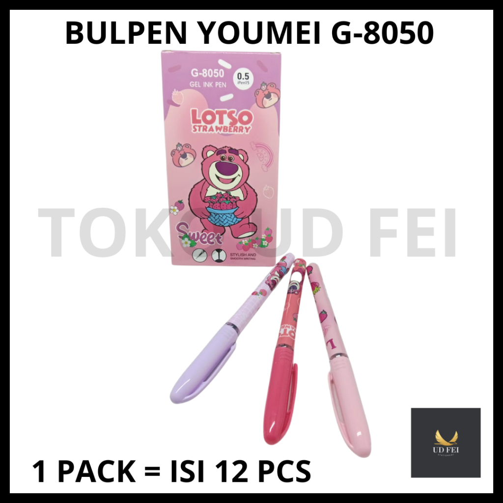 

(1 PACK = ISI 12 PCS) Bulpen Gel Youmei / Bulpen Gel FANCY/ Bulpen gel karakter/Bulpen LOTSO (KODE 8050)