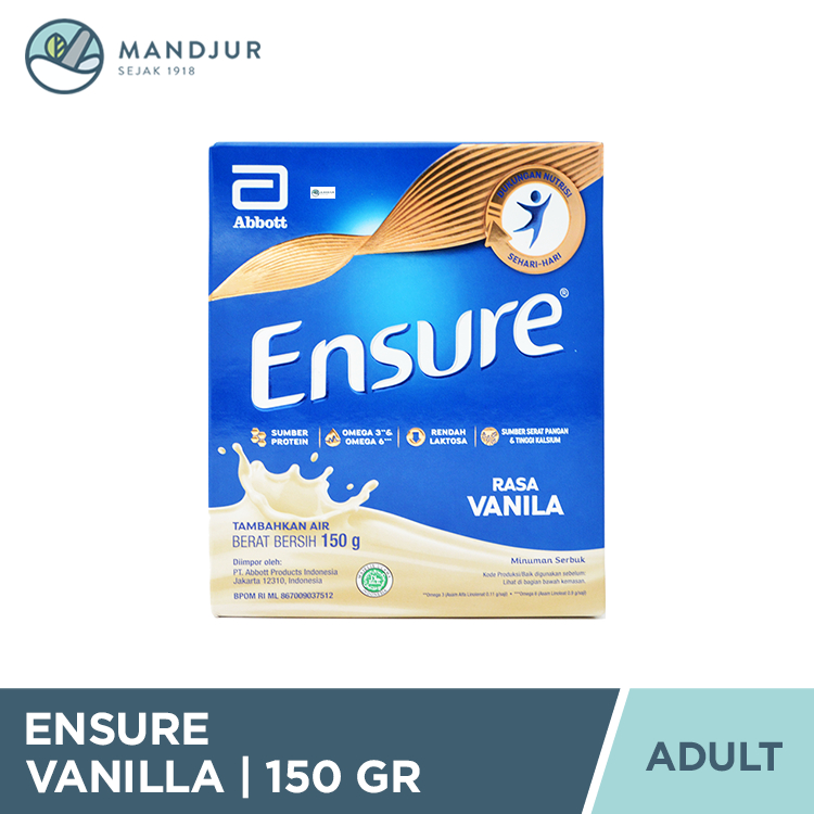 

Ensure Vanila 150 Gram - Susu Penambah Nutrisi Dewasa Rendah Laktosa