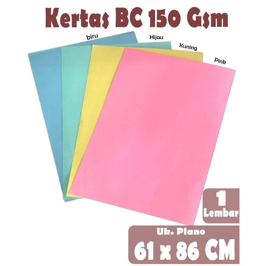 

KARTON MANILA / KERTAS BC / KERTAS BRIEF CARD 150 GSM UK 61 X 86 CM ( WARNA PINK ,KUNING , HIJAU , BIRU ) , 1LEMBAR
