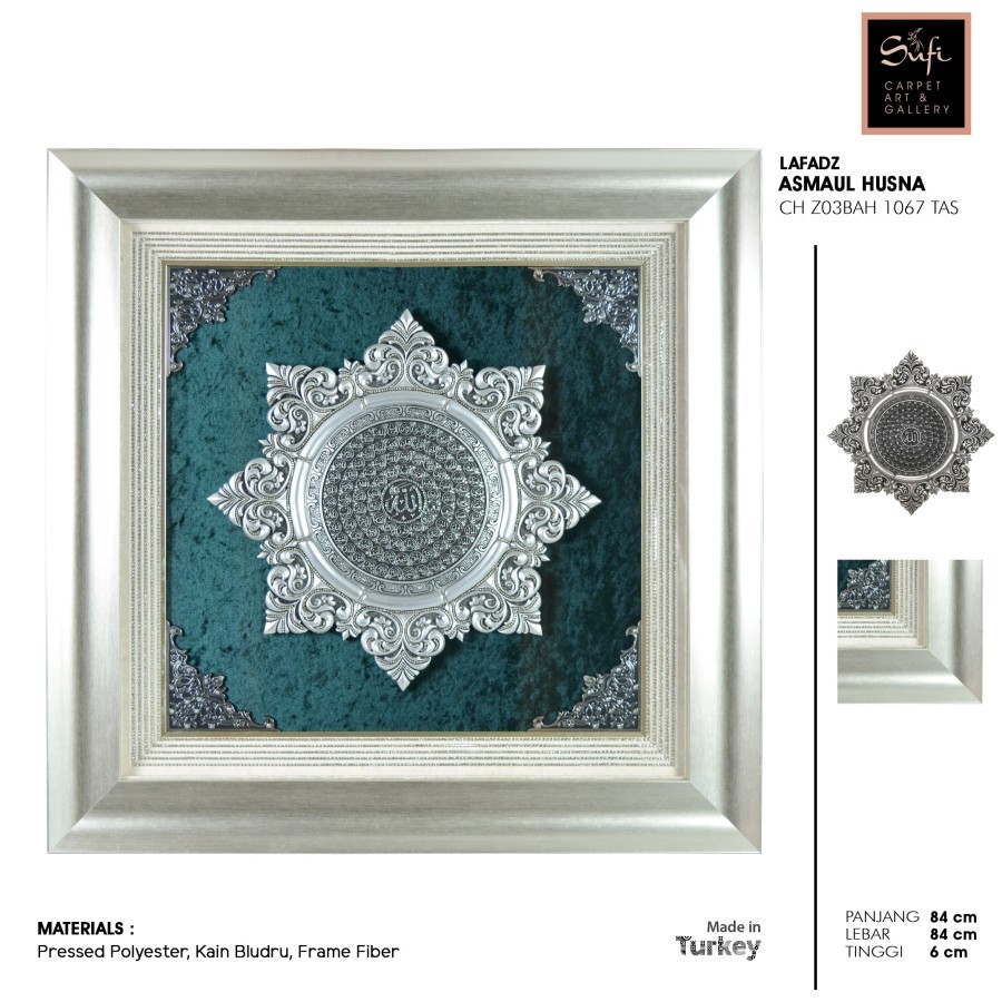Hiasan Dinding Kaligrafi Lafadz Asmaul Husna Silver 84x84 Cm