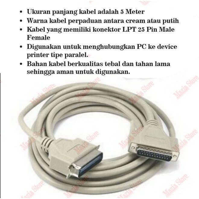 Cable Printer Pararel LPT 5 Meter DB 25/Kabel Printer Pararel LPT DB 25 5 Meter