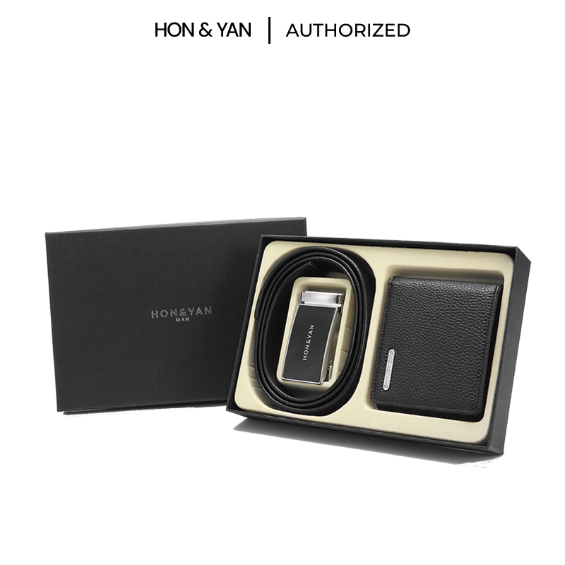 HONYAN GIFT SET Dompet Pria Sabuk Pria Import - 1 Set Wallet Belt