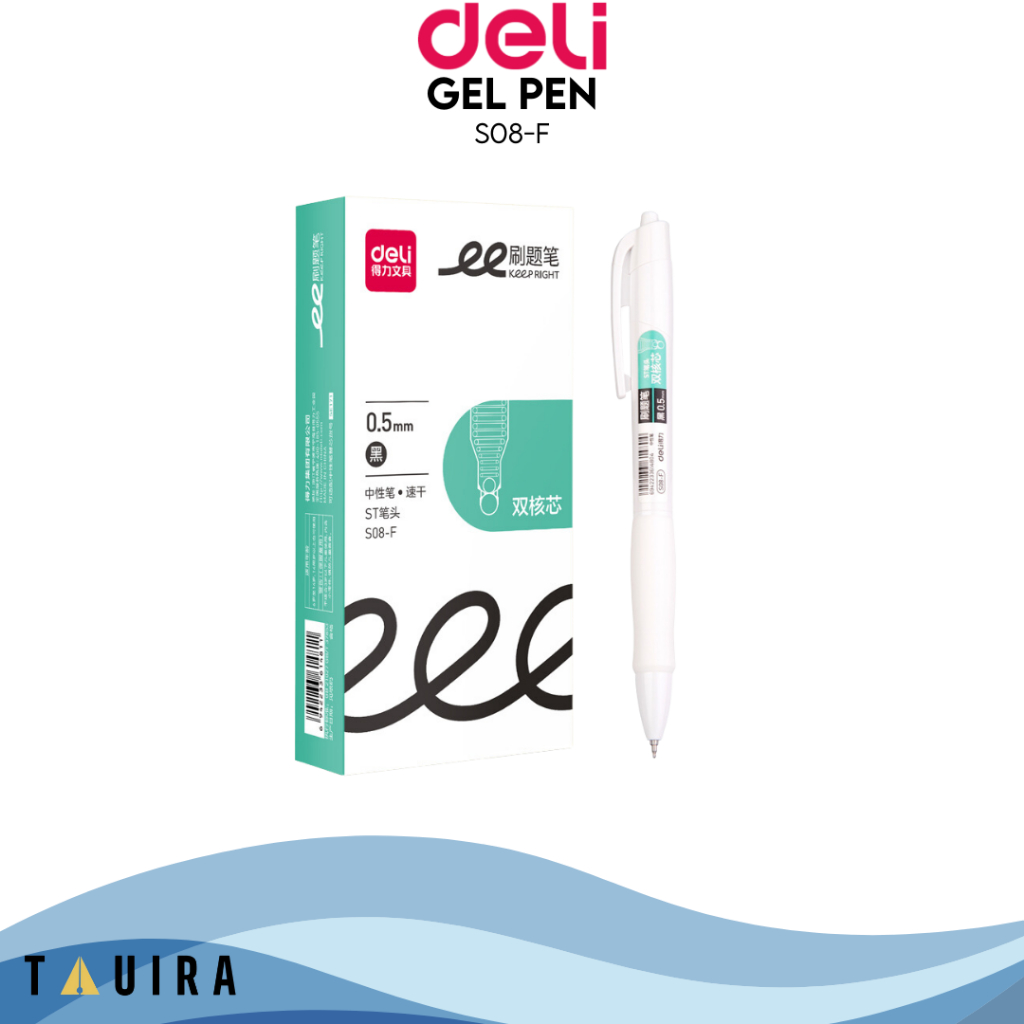 

Deli Gel Pen / Pulpen Gel Retractable Pen Cetek 0.5 mm Tinta Hitam 1 pcs S08-F