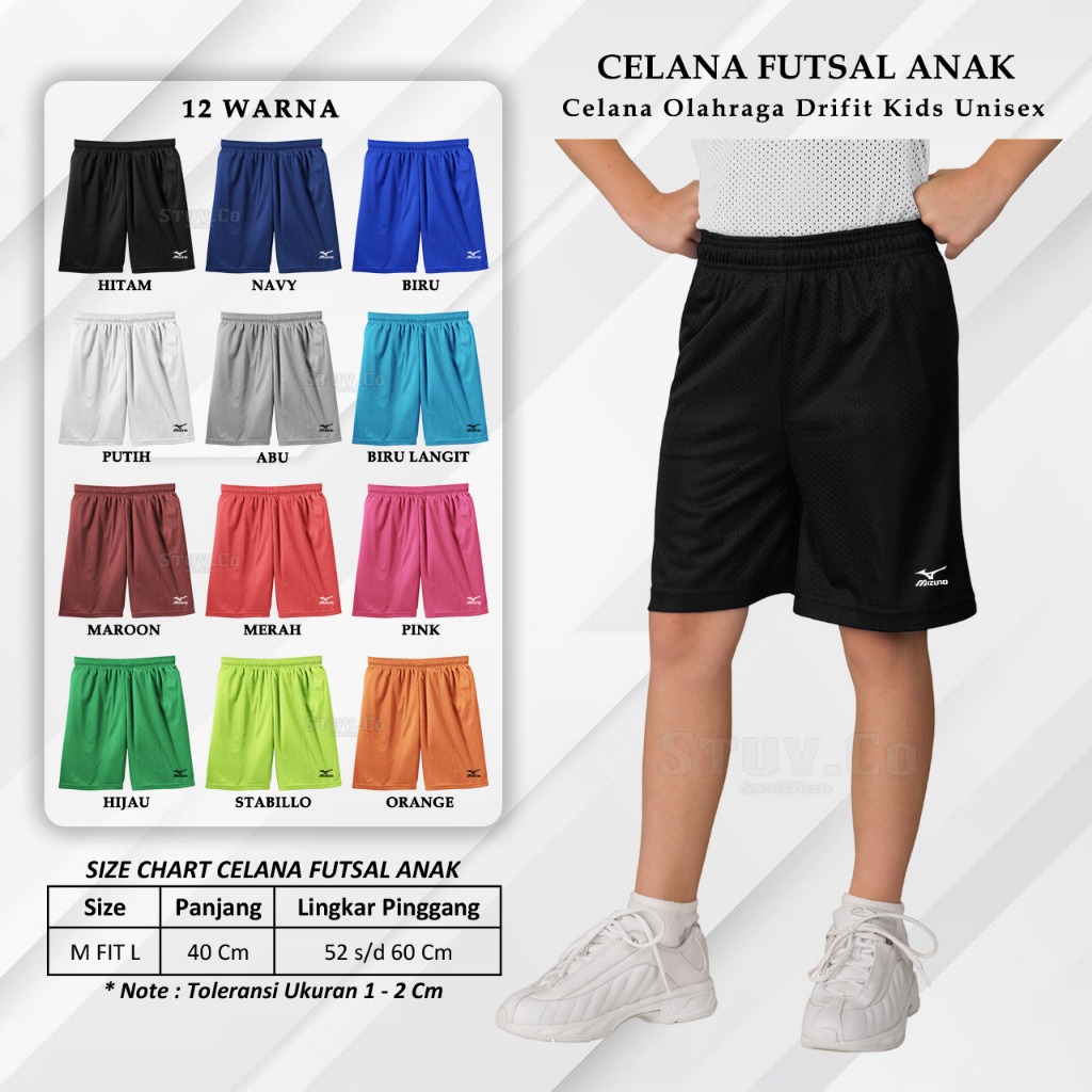 CELANA KOLOR PENDEK OLAHRAGA ANAK BAHAN DRY FIT FUTSAL SEPAKBOLA JOGGING SEPEDA VOLI CEWEK COWOK