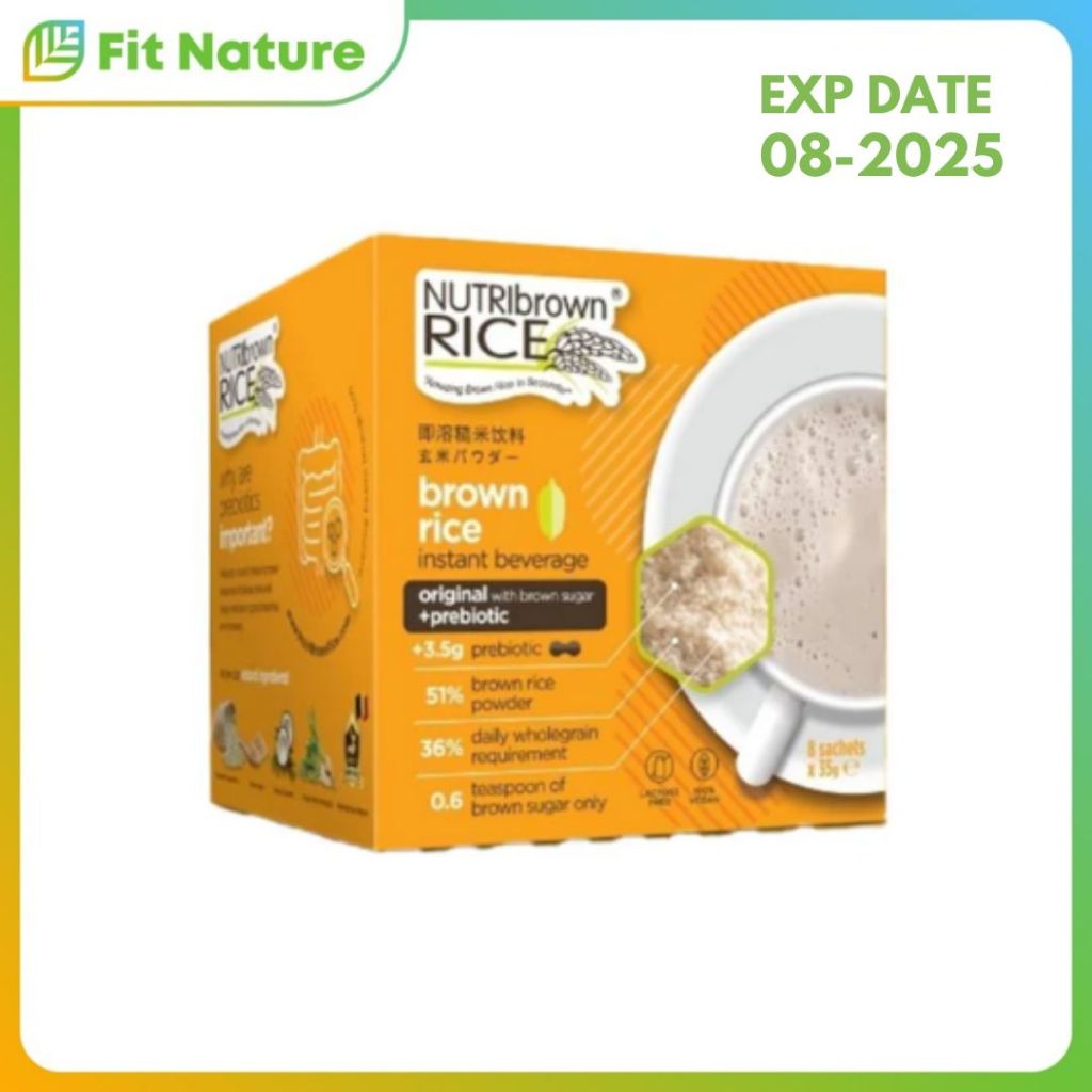 

Minuman Sereal Bubuk Beras Merah Gula Merah Asli Prebiotik Nutribrownrice Original With Brown Sugar + Prebiotic 35G X 8 Sachet