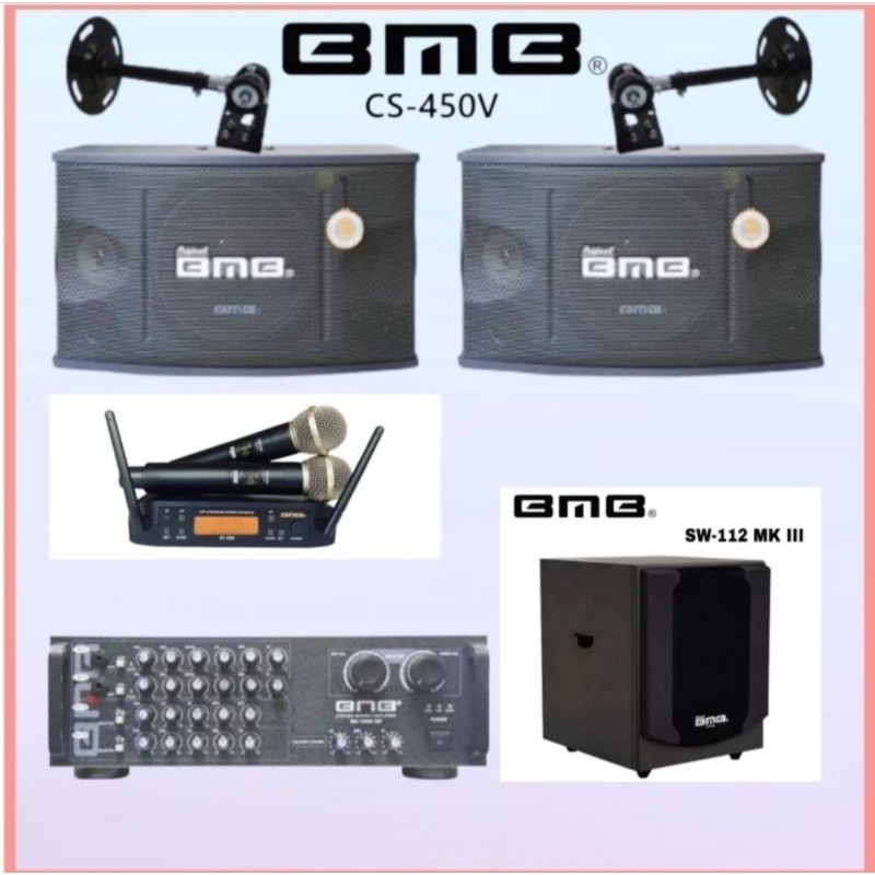 Paket karaoke speaker BMB 10 inch Ampli BMB DA 1600 Bluetooth Subwoofer BMB 12 inch Mic wireless BMB