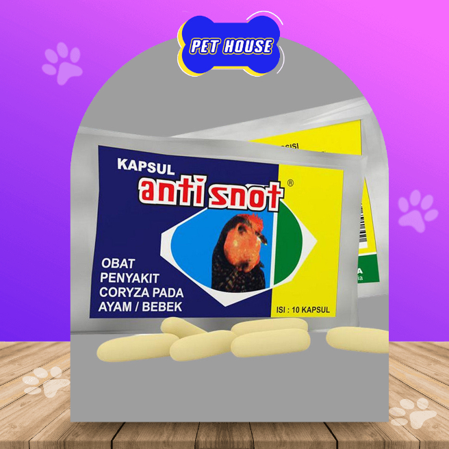 ANTI SNOT 10 KAPSUL EKA FARMA - Obat atasi ngorok pada ayam, obat Sesak Nafas, bersin bersin, radang