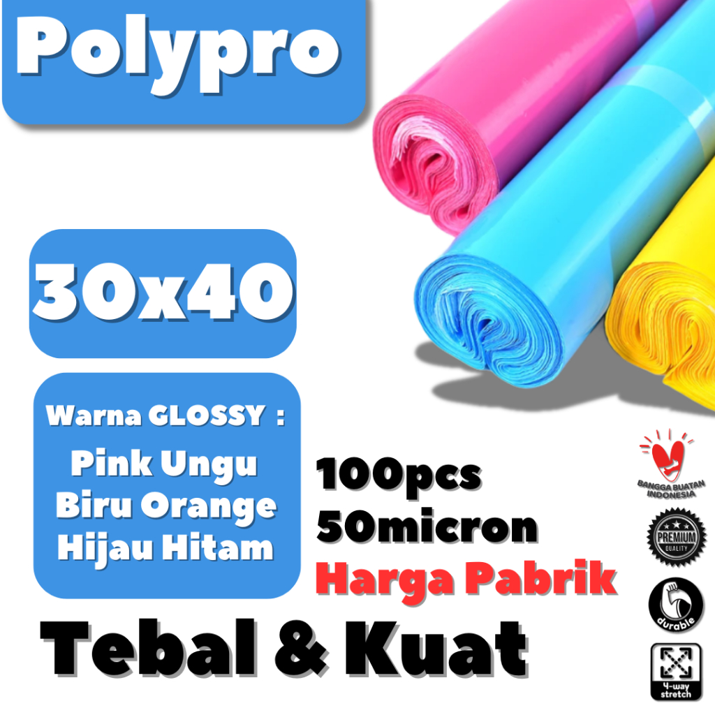 

Plastik Polymailer 30x40 Warna GLOSSY / Plastik Packing Online Premium / 100 Lembar