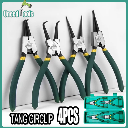 UneedTools 4pcs Tang Circlip Tang Snap Ring Set 7inch Lurus Tutup Tang Circlip Lurus Tekan Tutup