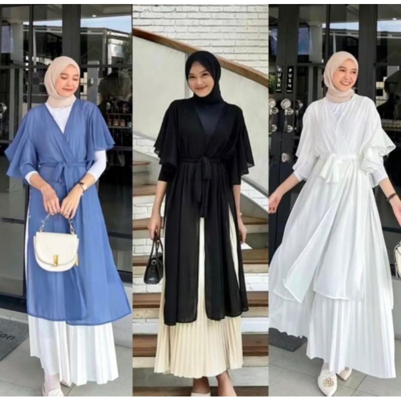 Outer Ceruty Armany Outer Ceruty Long Outer Lengan Kriwil