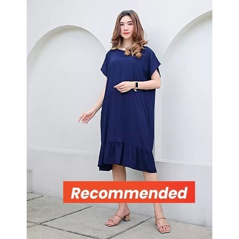 FASHION CASUAL DRESS WANITA MODEL REMPEL LENGAN PENDEK CRINKLE AIRFLOW POLOS HARGA MURAH