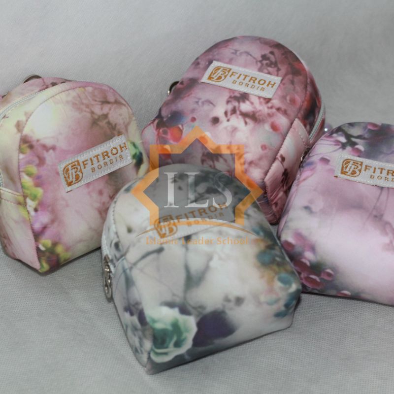 mukena traveling motif bunga parasut korea