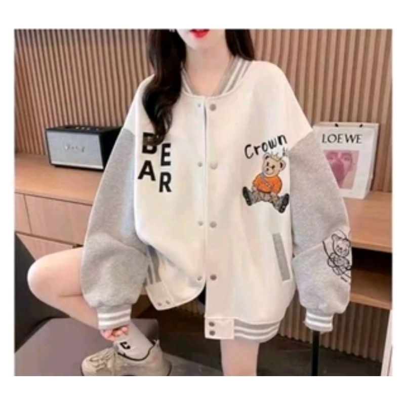TERBARU CROWN BEAR JAKET BASEBALL VARSITY WANITA JAKET VARSITY GAYA KOREA