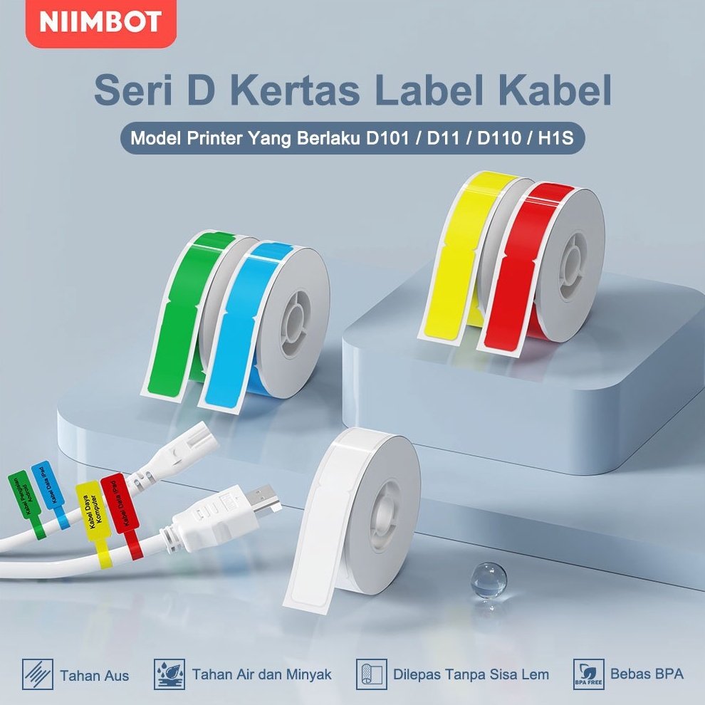 

KODE A5K NIIMBOT D11D11D11 Kertas Stiker Label Kabel untuk Menandai Klasifikasi KabelJaringan